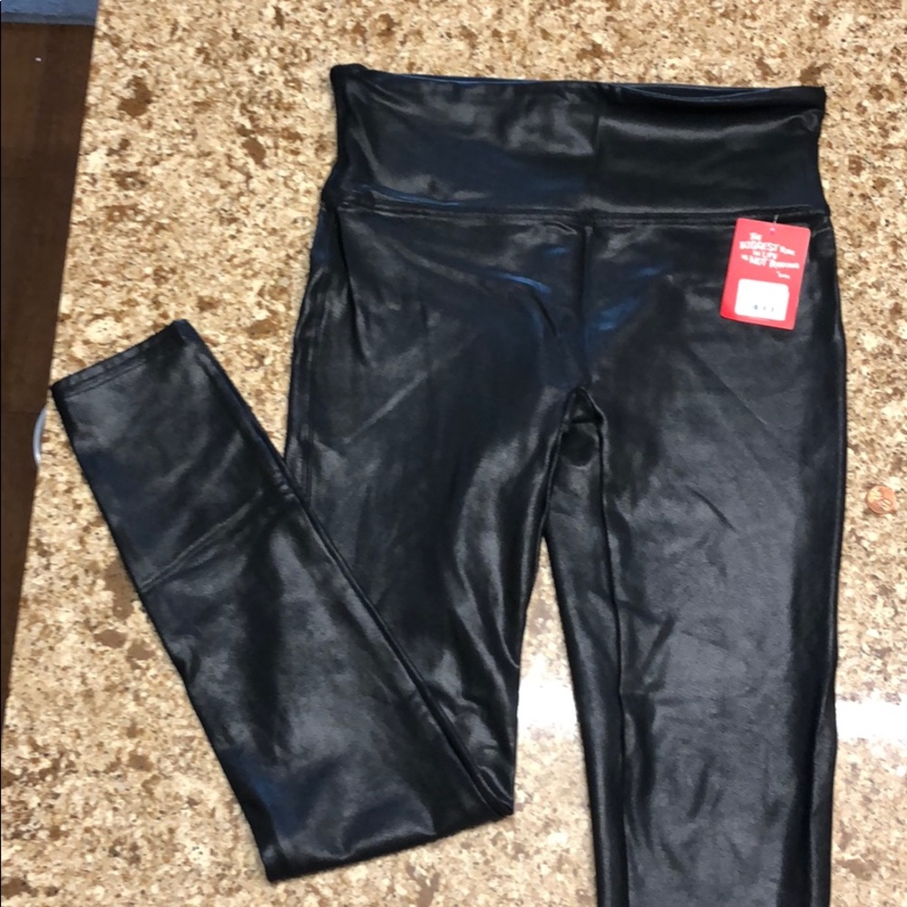 Black leather spanx leggings